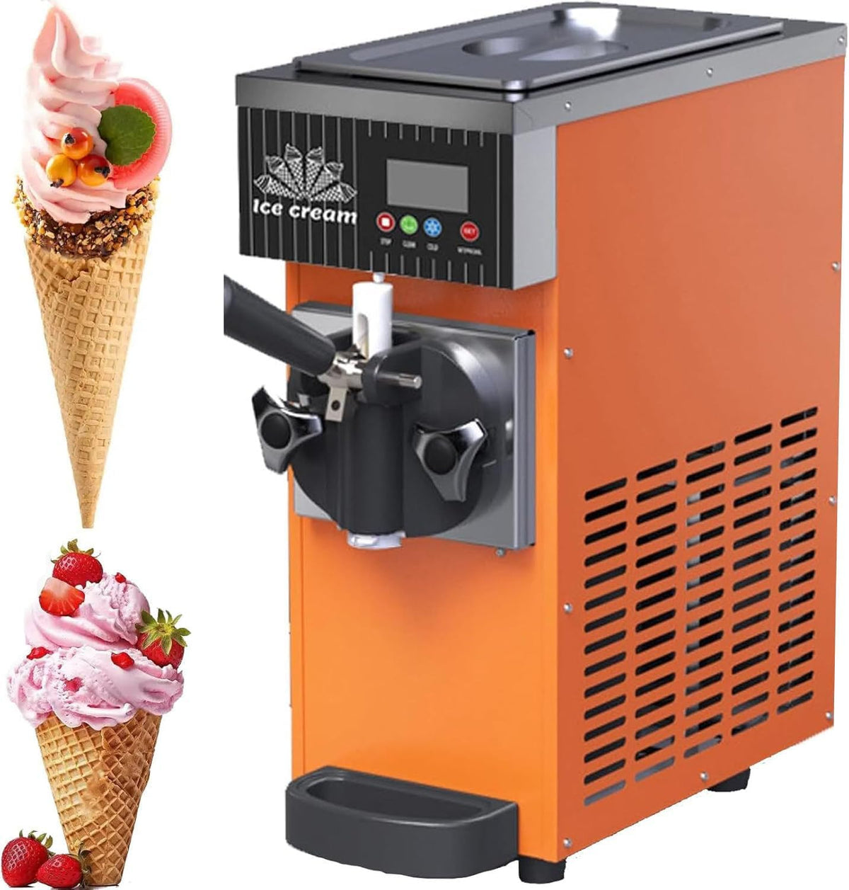 MLYYYDSS sorbetière, 20 x 40 x 51 mm, 5 kg, Acier inoxydable, Orange, Machine à Glace Professionnelle, comptoir