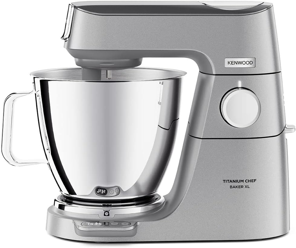 Kenwood robot pâtissier, 7 L, 1200 W, Argenté, Titanium Chef Baker XL KVL85.004SI, Robot Cuisine avec Balance Intégrée