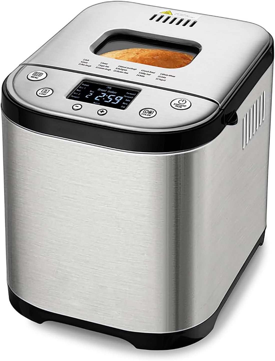 CHANGLKJ Machines à pain, Noir, Machine À Pain, Machine À Pain Automatique, Grille-Pain Électrique, 15 Menus Et Recettes Prédéfinis