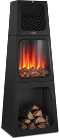 tectake cheminée électrique, 900 W / 1800 W, 220 - 240 V, 45 x 35 x 120 cm, 1800 W, Noir, ® sur Pied, 2 Niveaux de Chauffage 900