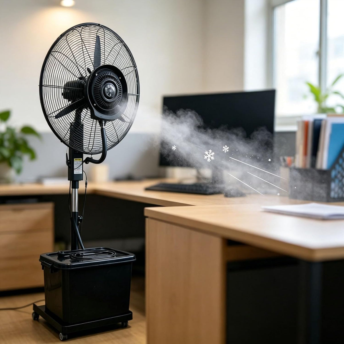 Lsoiup rafraîchisseur d'air, 260 W, 220 V ~ 50/60Hz, 55 dB (min) – 70 dB (max), 42 L, 200 cm, Blanc, Ventilateur Brumisateur sur Roulettes