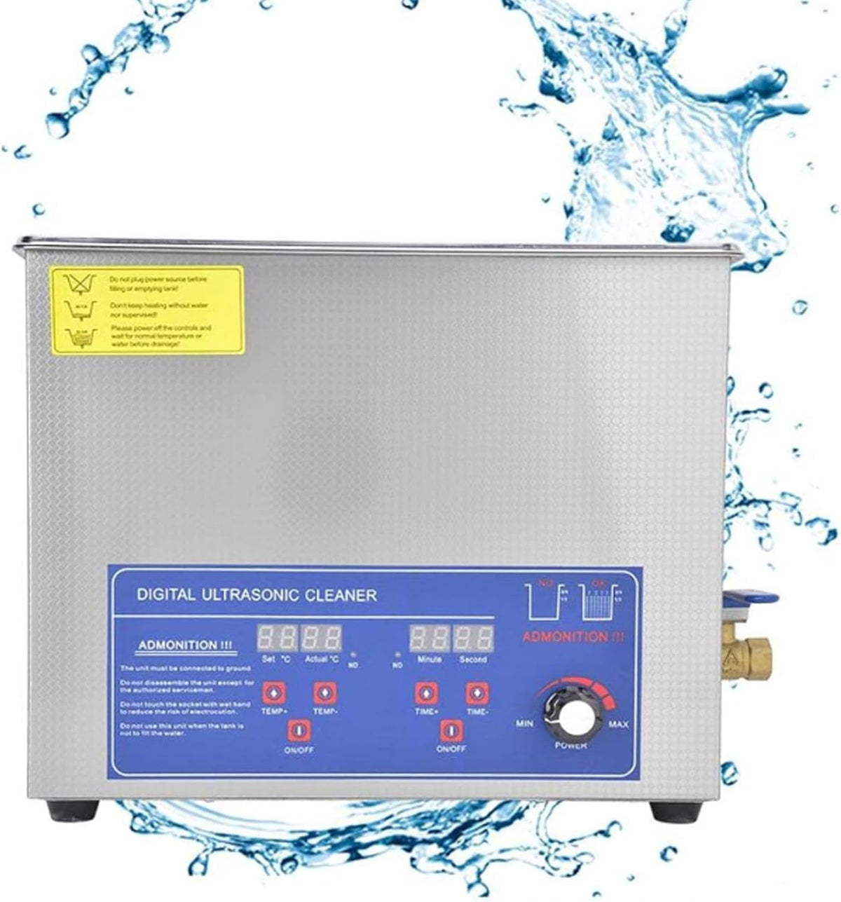 ZXSYYDS Nettoyage et entretien, 6 L/10 L/15 L, 180 W/240 W/360 W., 6 L, 10 L, 15 L, acier inoxydable 304., Noir, Nettoyeur à Ultrasons Commercial