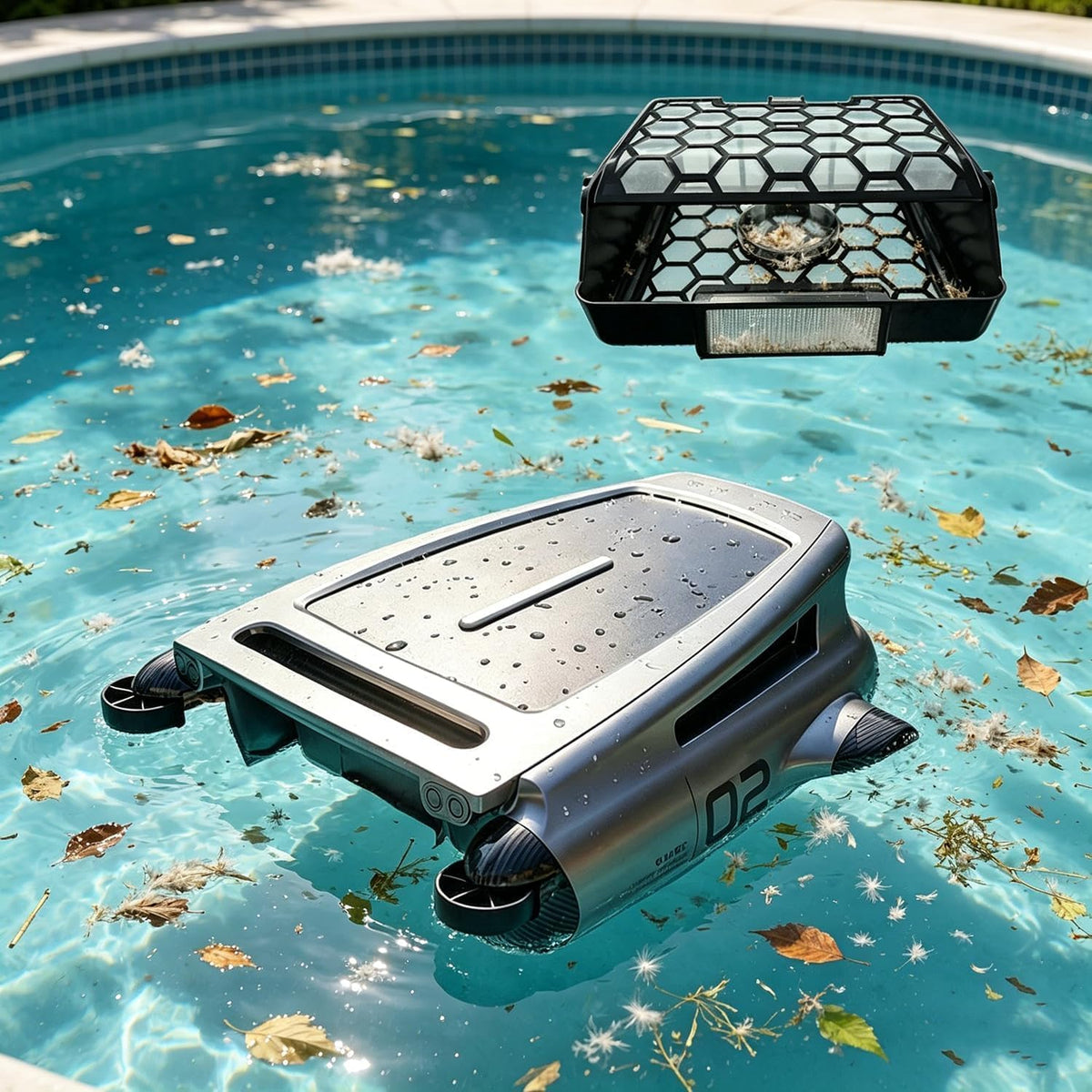 XAXEURLKJ Systèmes de nettoyage automatique, ABS., Noir, Robot nettoyeur de piscine sans fil à énergie solaire