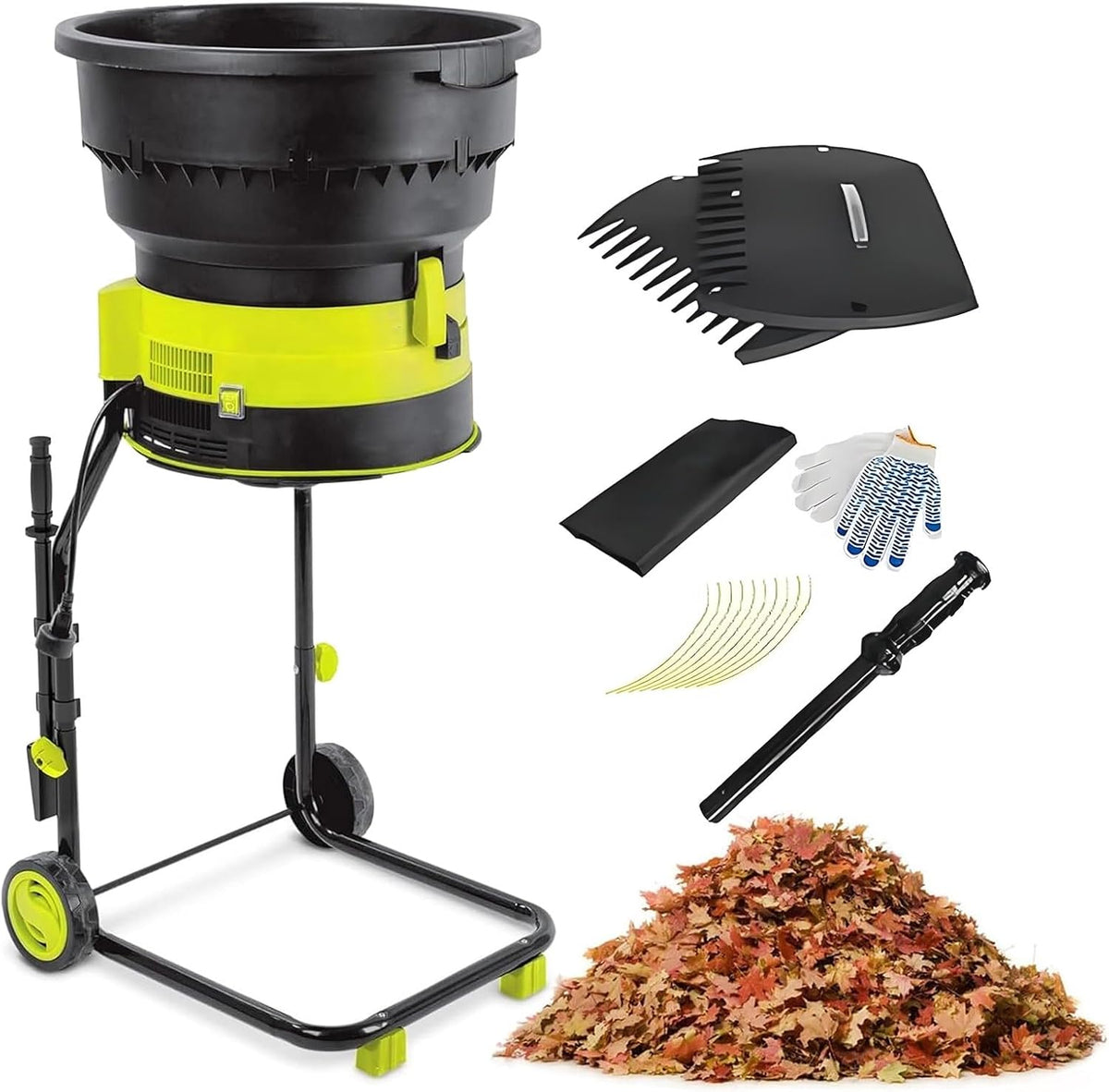 Fablestoryem broyeur, 2500 W, 8000rpm, 30M, Noir, de Feuilles avec Roues et Sac de Rangement, Jardin Sans Lame
