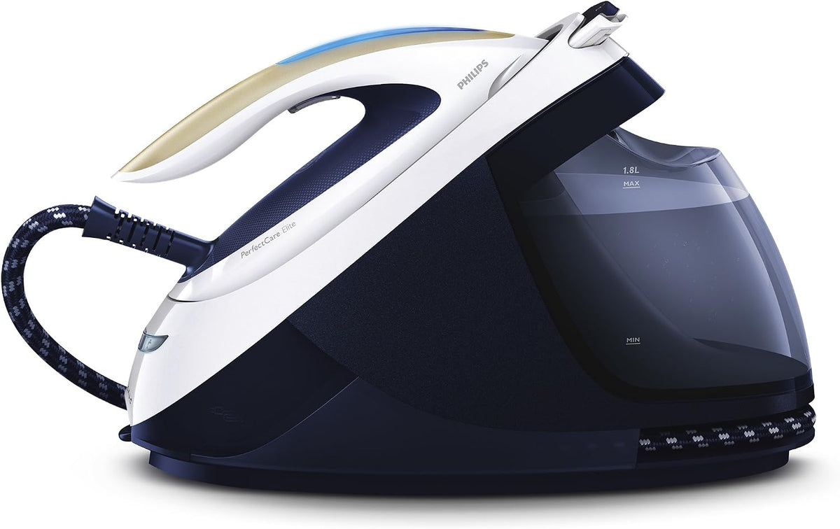 PHILIPS centrale vapeur, 2700 W, 520 g, 1.8 L, Bleu/Blanc, PerfectCare Elite - Puissance, Effet Pressing, Pression 7.5 bars