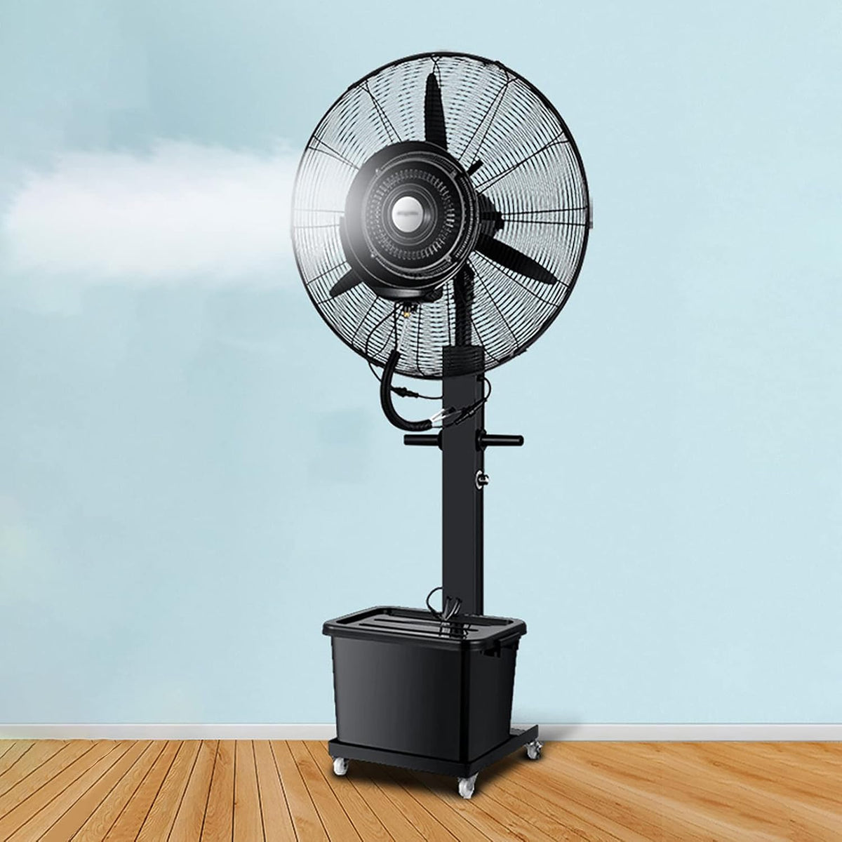 Ventilateur Ventilateurs sur pied, Blanc, brumisateur oscillant avec réservoir, industriel pour refroidissement et humidification