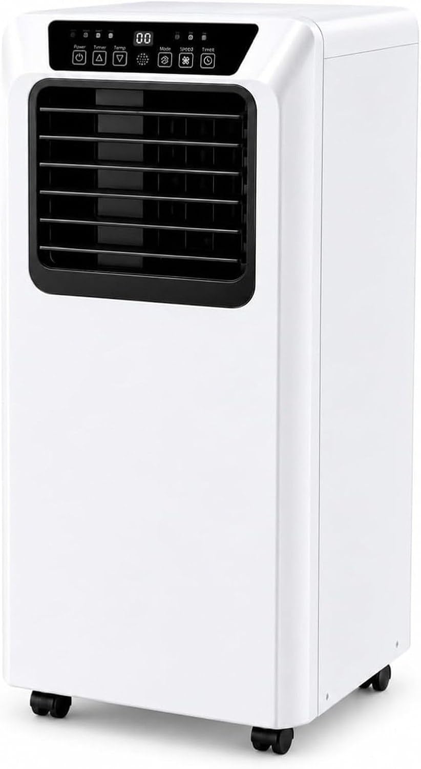 PSHZHIM climatiseur portable, 7000 BTU, 60 DB, Blanc, Déshumidificateur avec Télécommande et Minuteur, Refroidissement Rapide par Compresseur