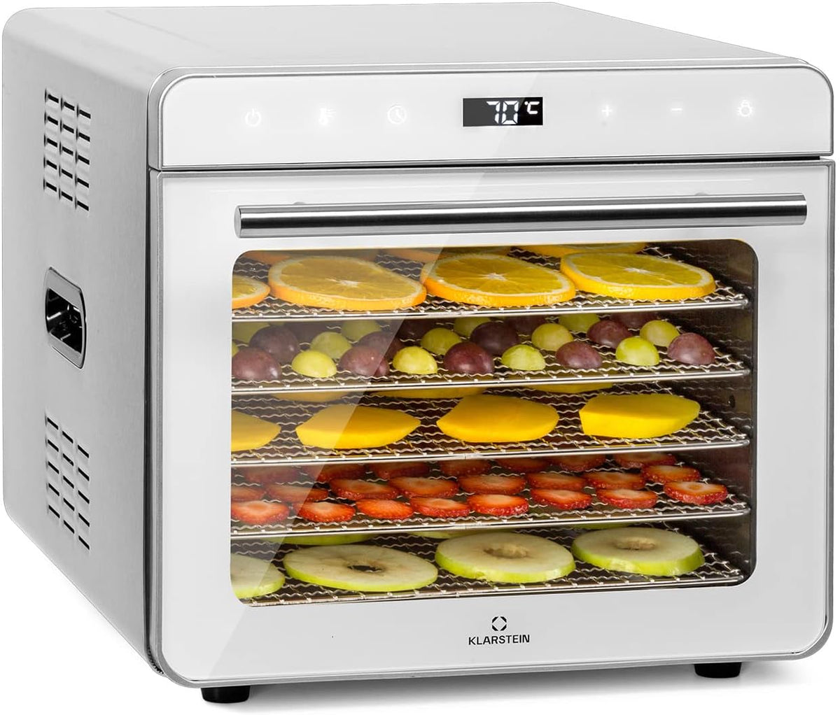 KLARSTEIN déshydrateur alimentaire, 700 W, Noir/Argenté, Deshydrateur Alimentaire, Séchoir à Légumes, Herbes et Viandes