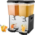 VEVOR fontaine à eau, 18 L, 370 W, Marron, Distributeur de Boissons Commercial 2 Réservoirs, Distribution de Jus Limonade Thé Glacé
