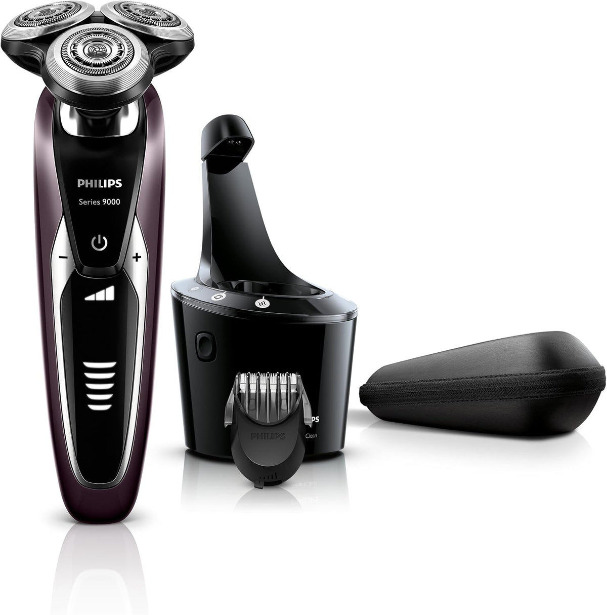 PHILIPS Rasoirs à têtes rotatives, Noir, S9521/32 Rasoir électrique Series 9000 avec système SmartClean Plus