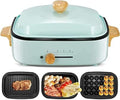 Qingingg Woks électriques, 410 mm*240 mm*210 mm, 1200 W, alliage d'aluminium, Rose/Bleu/Blanc, Marmite électrique d'intérieur 3 en 1