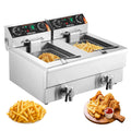 VEVOR Friteuses, 3000 W + 3000 W, 220-240 V CA 50 Hz, 11 L, 3000 W, acier inoxydable de, Argenté