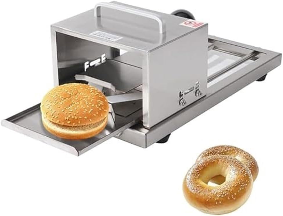 Trancheuse trancheuse électrique, 41 x 20,5 x 19 cm., acier inoxydable de qualité alimentaire., Noir, à Bagel Réglable - Coupe Pain pour Bagels