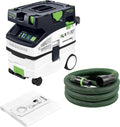 Festool aspirateur eau et poussière, Noir, Aspirateur CLEANTEC CTM MIDI I - Aspirateur Chantier, roues intégrées et panneau de commande numérique
