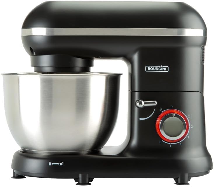 BOURGINI robot de cuisine, 4,5 l, 1300 W, Noir, Classic Kitchen Chef avec capacité