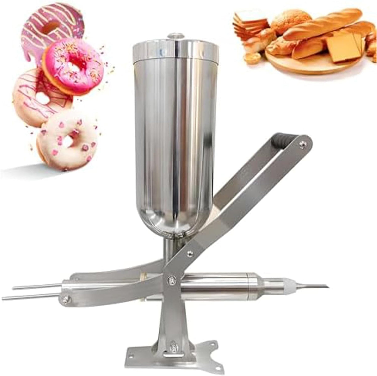 Cette Machines à donuts, Argenté, Machine Manuelle à remplir Les Beignets, injecteur de crème et de Confiture en Acier Inoxydable