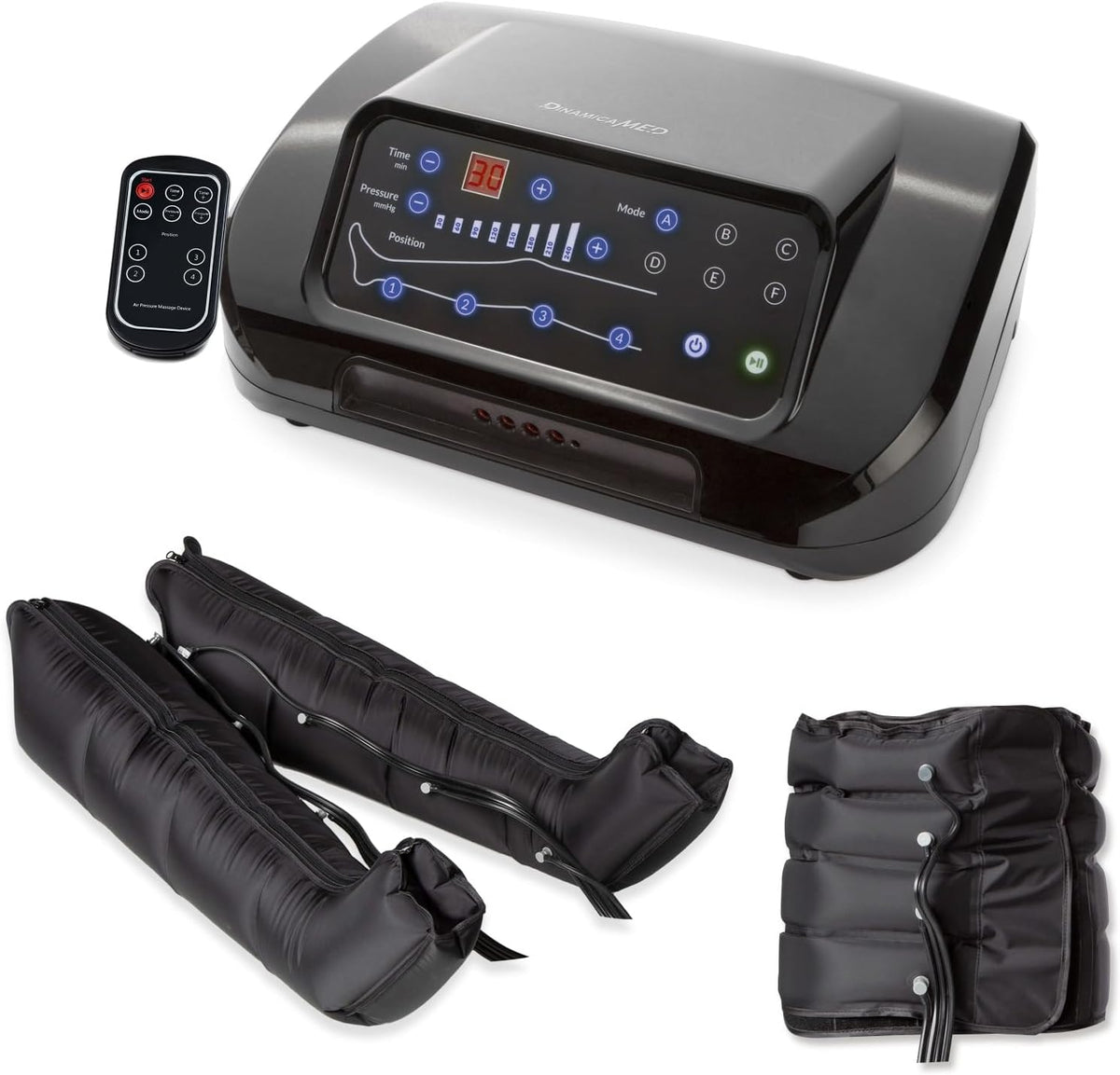Dinamicamed Stimulateurs musculaires et nerveux, Noir, ® PRO 4.0 Classic Pressothérapie, Appareil de drainage lymphatique avec 6 programmes