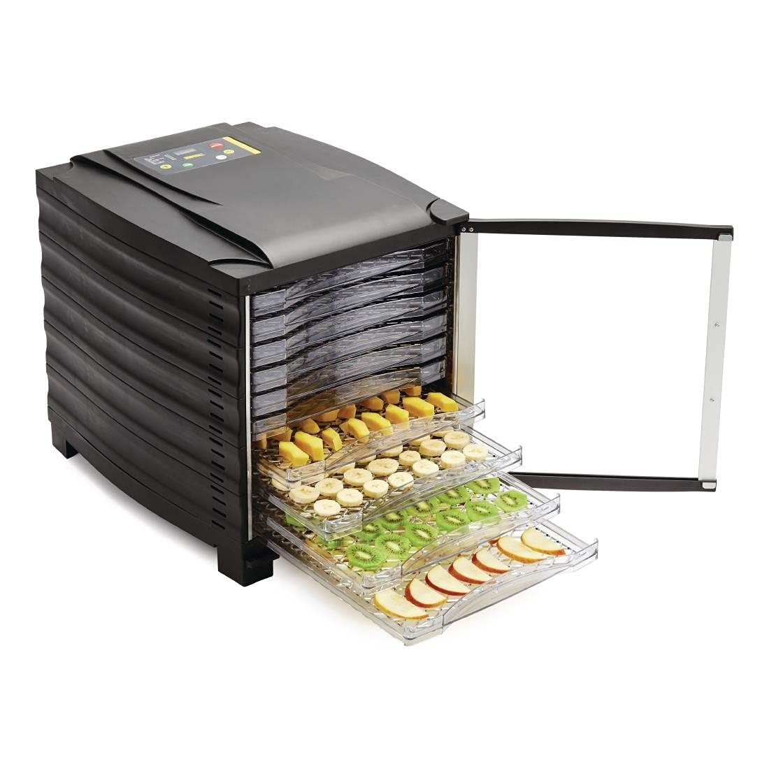 Buffalo déshydrateur alimentaire, 480 x 362 x 415 mm, Noir, Déshydrateur 10 plateaux avec minuterie et porte