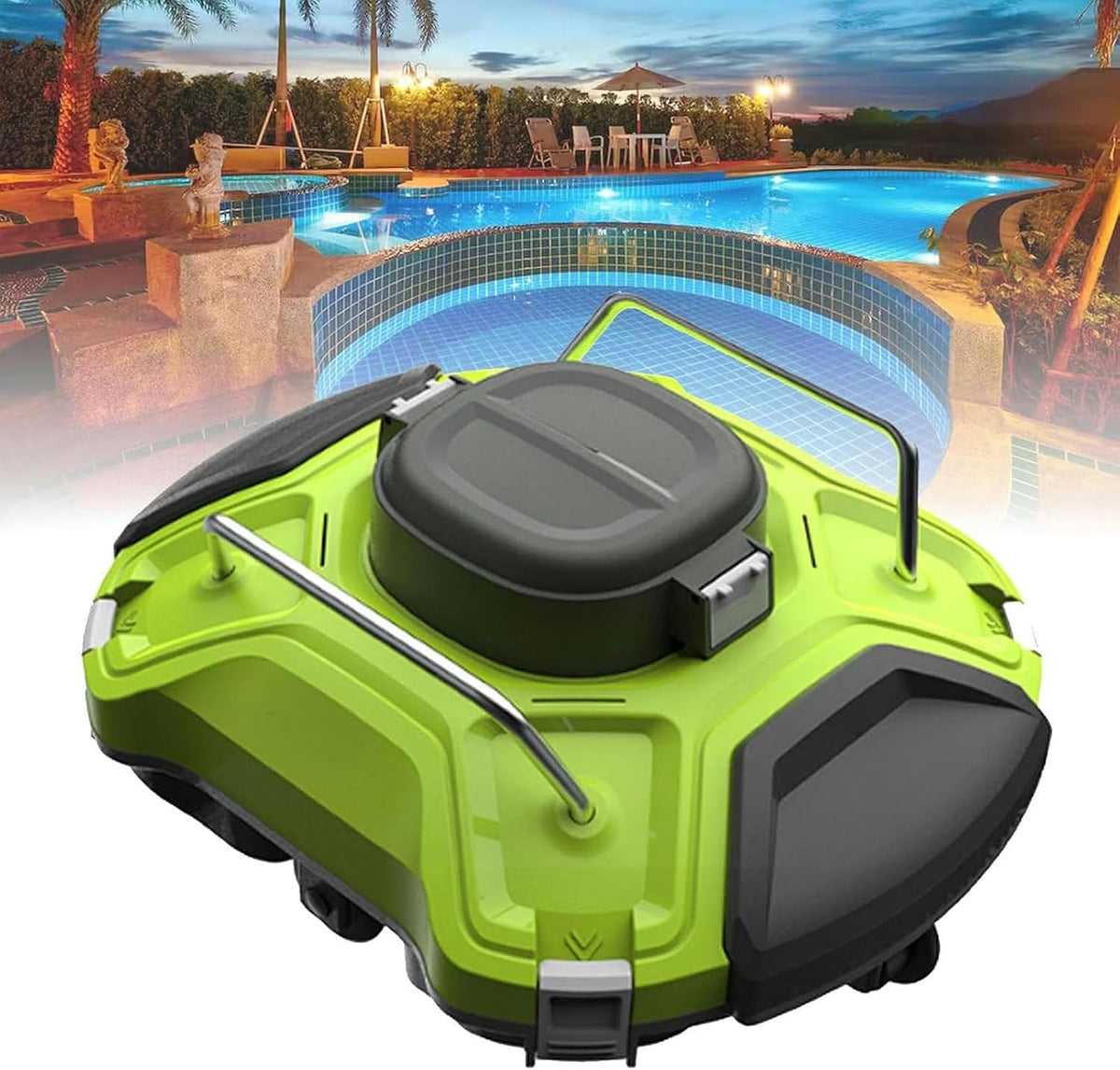 Robot Systèmes de nettoyage automatique, Noir, nettoyeur de piscine sans fil, design d'escalade murale, nettoyage automatique et efficace