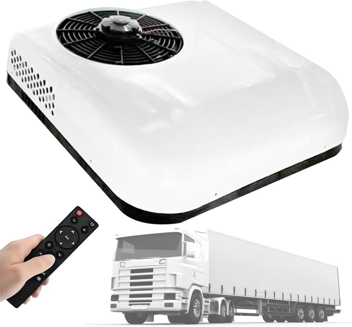 DOZPAL Climatiseurs, 12 V, 24 V, Blanc, Climatiseur de Toit / pour Camping-Car, Tracteur, télécommande. Refroidissement Rapide et Silencieux