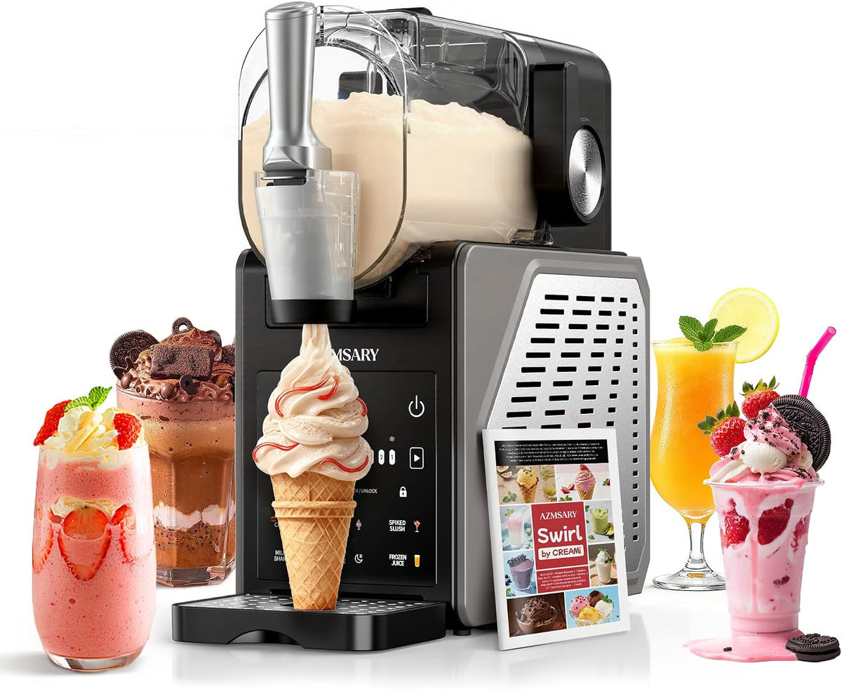 Azmsary sorbetière, 2,5 L, Noir, Machine Slushie & Machine à Glace pour Maison, 6 Programmes, Préparez slushies