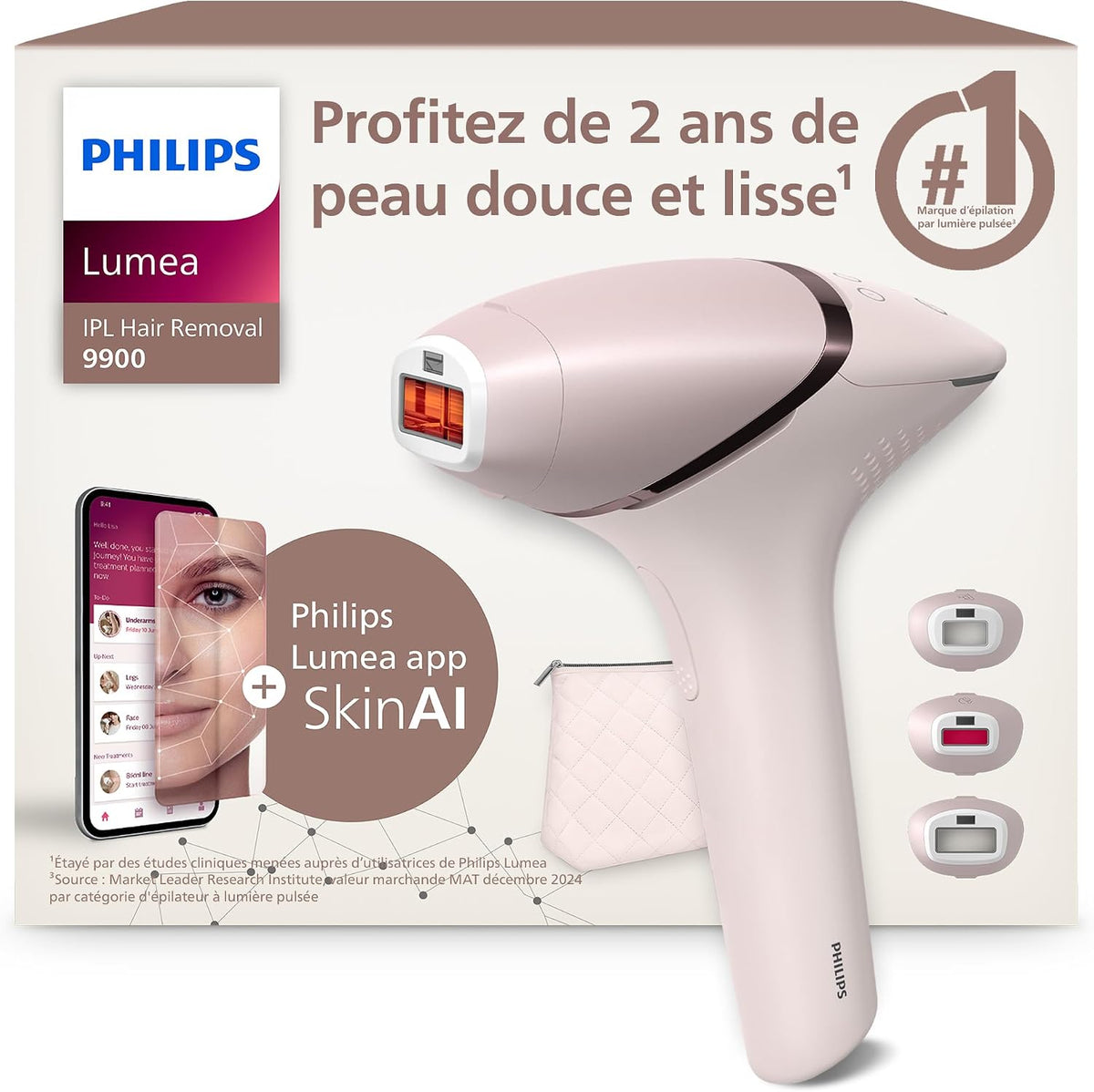 PHILIPS épilateur à lumière pulsée, Noir, Lumea série 9900, alternative à l'épilation laser, SenseIQ et SkinAI