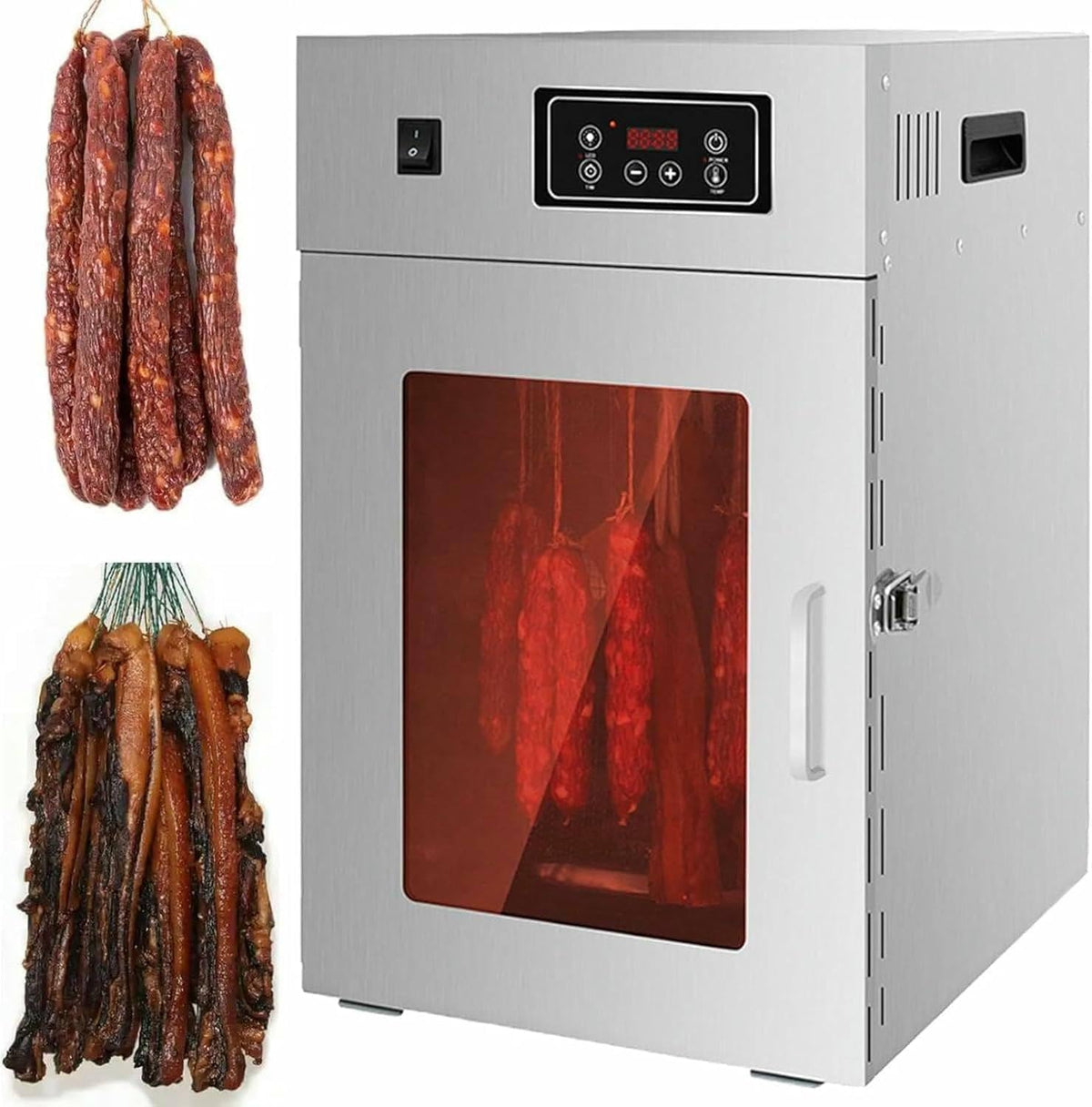 ByBoDi déshydrateur alimentaire, 800 W, Argenté, et boîte à Biltong, Armoire de séchage en Acier Inoxydable