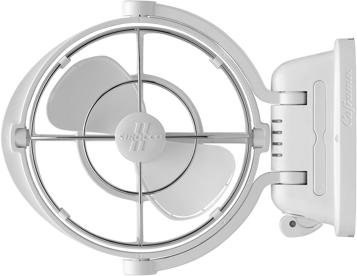 SEEKR Ventilateurs, 24 V, 17,8 cm, Blanc, Sirocco II, 7010CAWBX, 3 vitesses, débit d'air à 360 degrés, ventilateur à cardan à fil direct