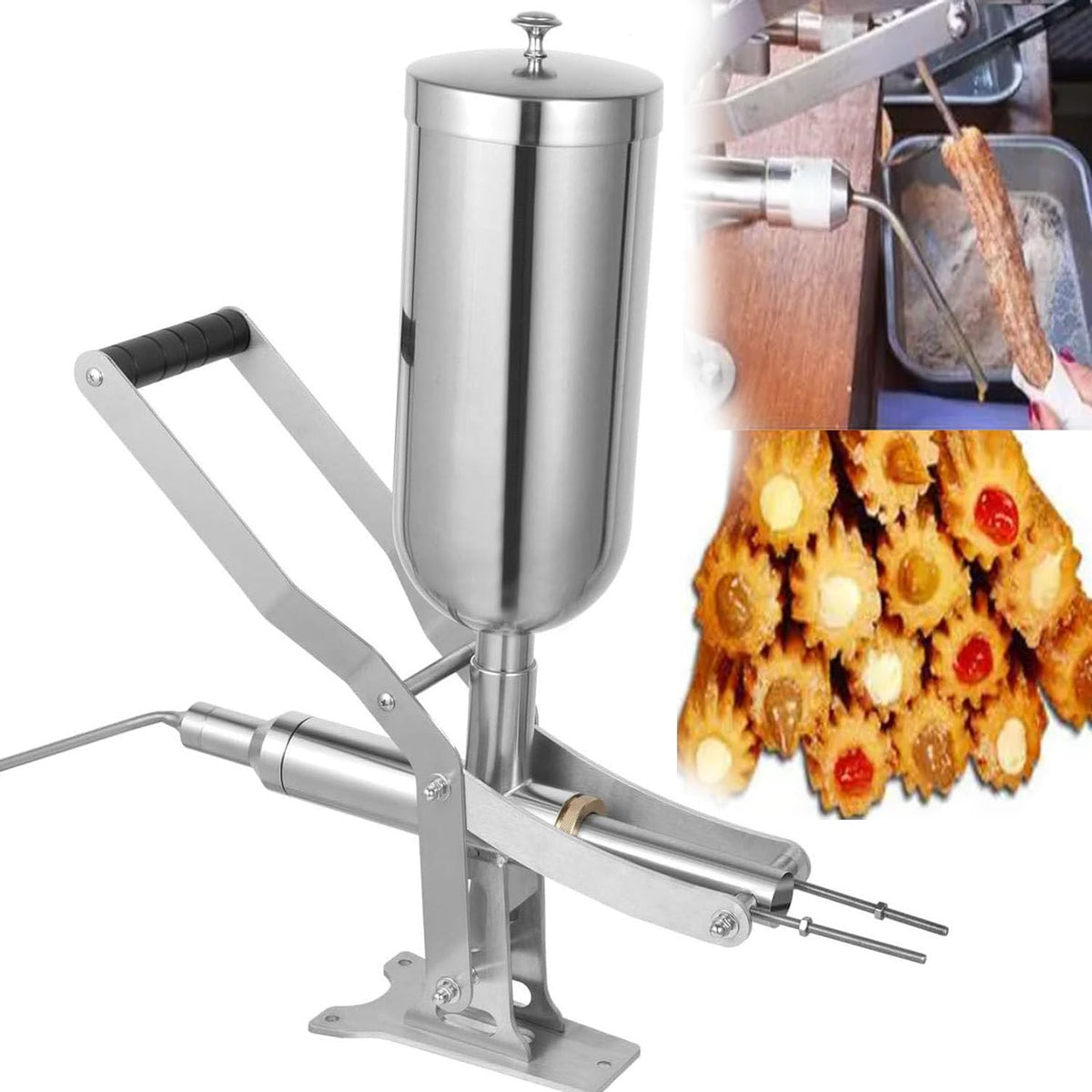 YANGYMM Machines à donuts, 5 L/5,28 qt, 5 L, acier inoxydable 304, argent, Remplisseuse Manuelle de Confiture