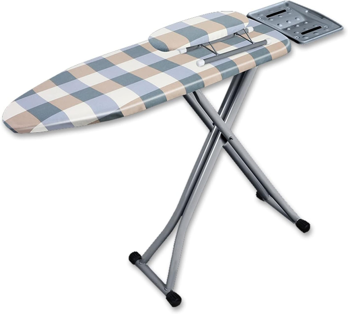 KUKIXO Table à repasser, Gris, Planche À Repasser Pliable, Grande Pliable Avec Repose Fer, Anti-dérapeant Pliable Planche Repassage