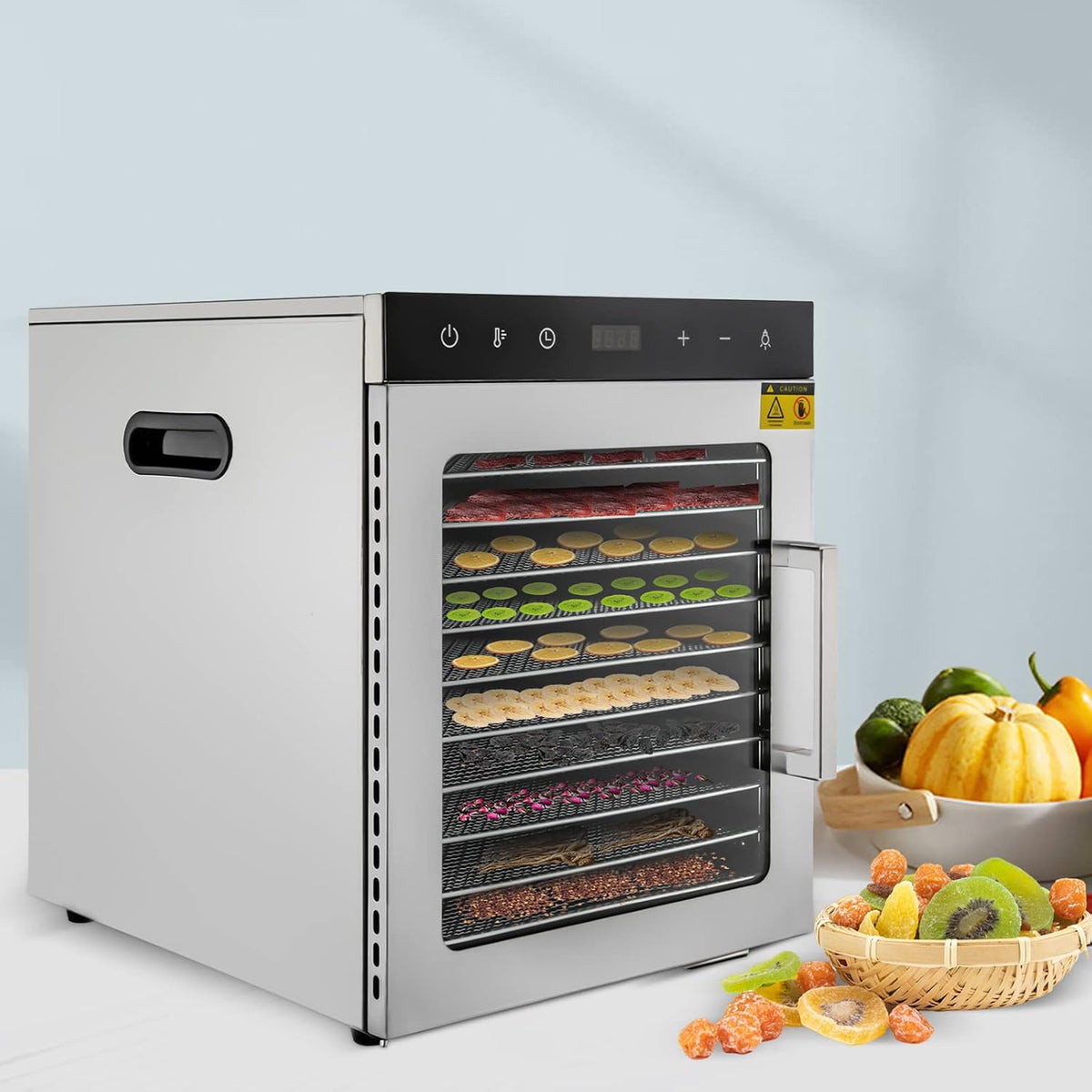 Estabeter déshydrateur alimentaire, 38,5 x 34,5 x 42,5 cm., 800 W., 220 V, 50 Hz., ≤ 48 dB., acier inoxydable., argenté et noir