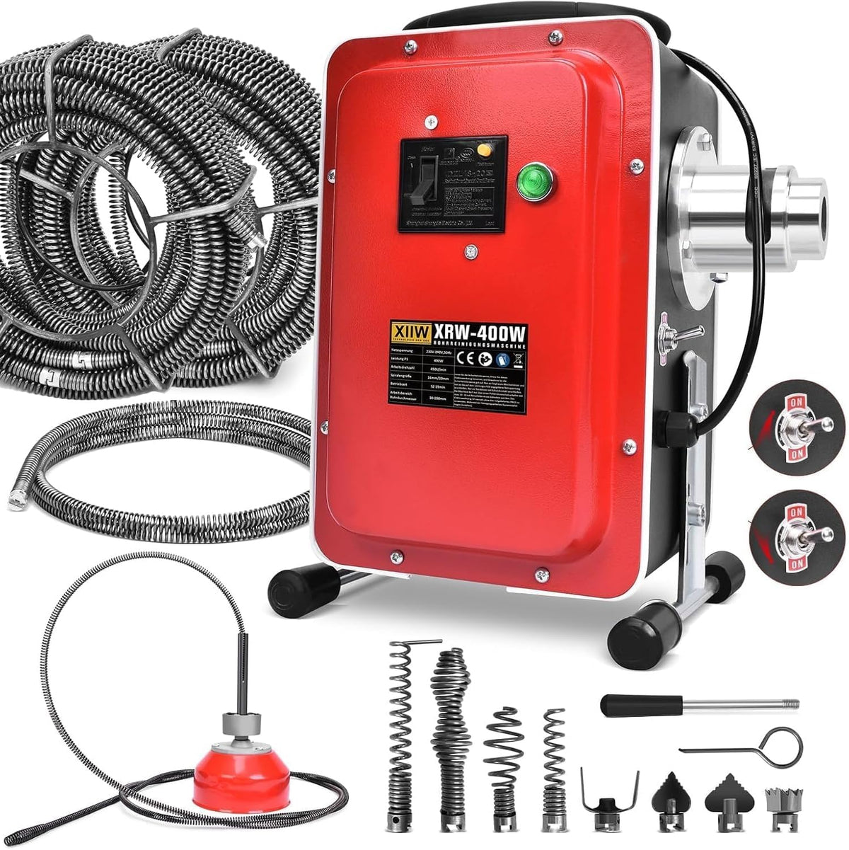 XIIW Furets déboucheurs, Puissance : 400 W, 400 W, 31,5 m, 10 mm, 5 m, Noir, Furet Déboucheur Électrique avec FI Protection