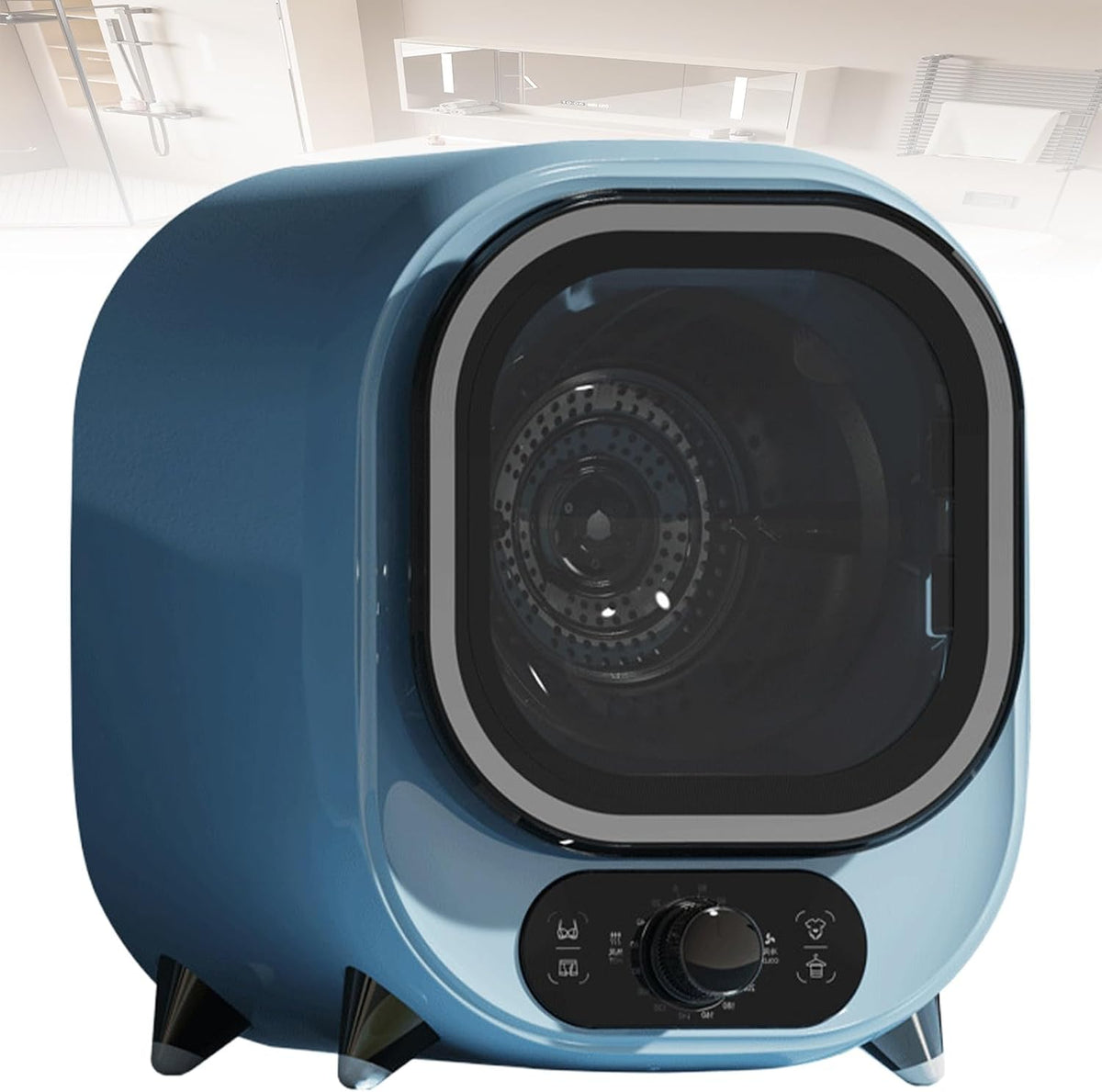 ZhlCrioxenic Sèche-linges à condensation, 300 W, 0.8 Kg, Argenté/Bleu, SèChe-Linge Compact à Poser, Tambour en Acier Inoxydable