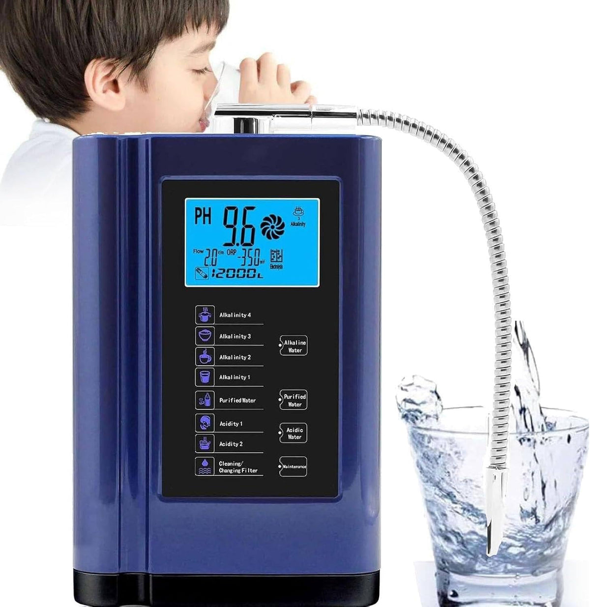 XUXIAO Purificateurs d'eau, 258 x 170 x 110 mm (10,16 x 6,6 x 4,3 pouces), Bleu, Filtre à Eau alcaline pour la Maison