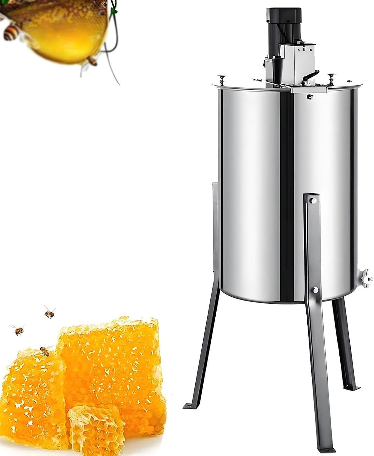 Extracteur centrifugeuse, acier inoxydable 304., Argenté/Transparent, équipement d'extraction d'apiculture en acier inoxydable