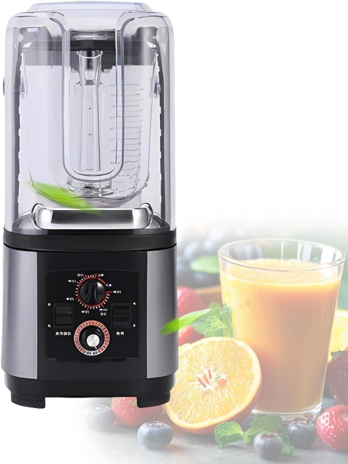 GYKOZY blender, 23 cm x 29 cm x 50 cm / 9,05 po x 11,41 po x 19,6 po., 2200 W, 110 V / 230 V, 2 L, Noir, Professionnel insonorisé